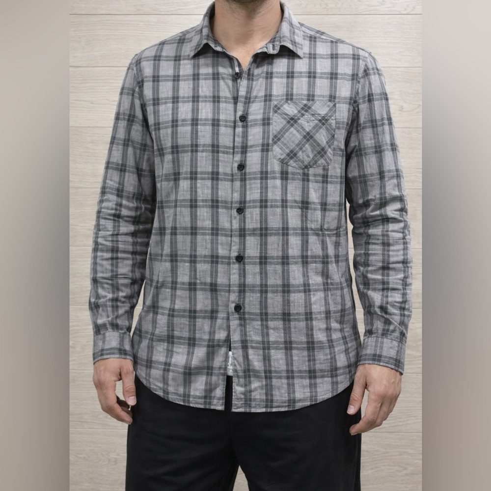 Rag & Bone Shirt Mens Gray Plaid Button Up Cotton Long Sleeve Classic Fit